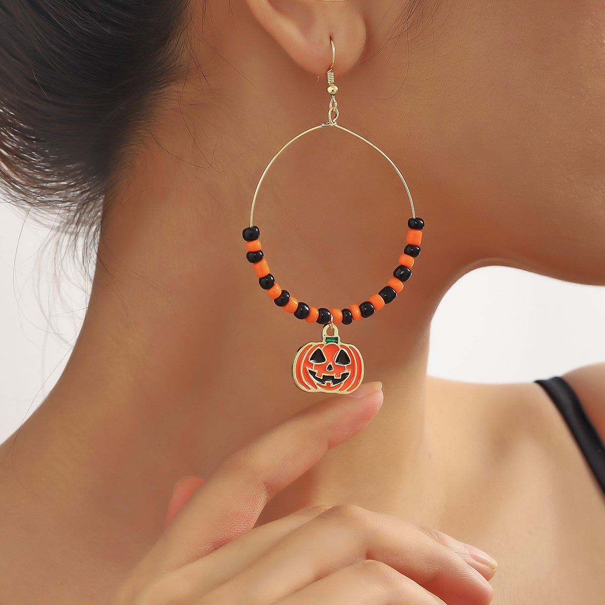 Wholesale Halloween Skull Bat Pumpkin Ghost Rice Bead Earrings